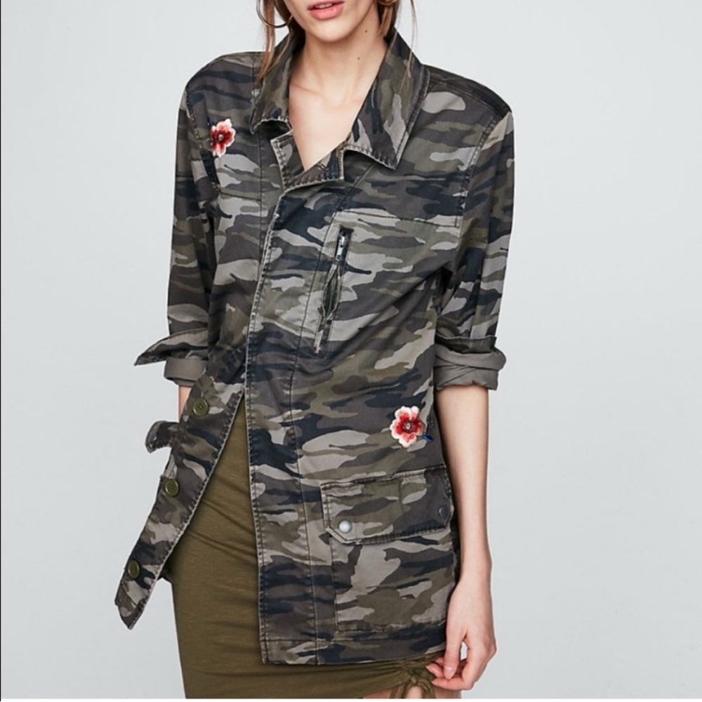 Express | Floral Embroidered Camo Jacket - Boho Chic